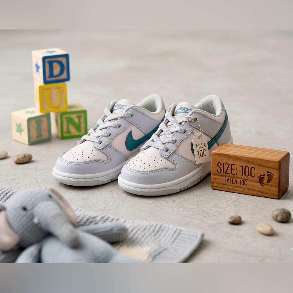 Nike Dunk Low Toddler Teal & Light Grey Sneaker - Size 10C